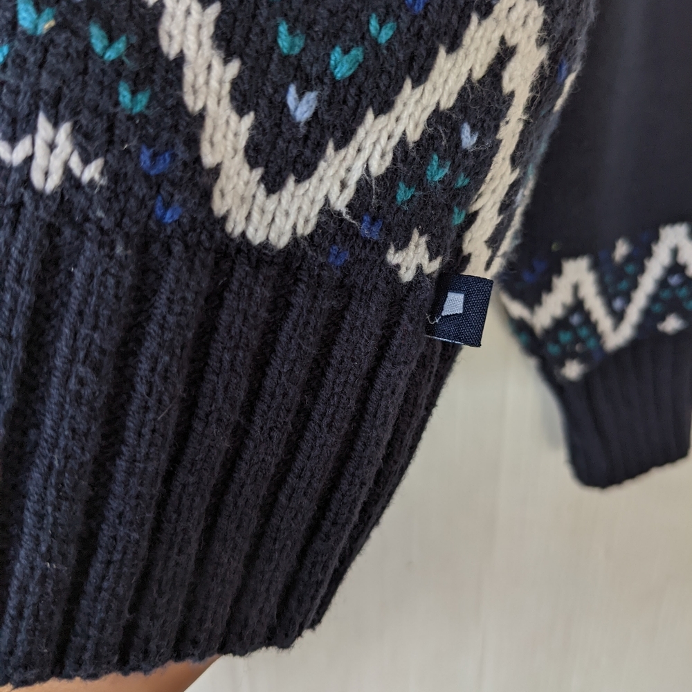 KITESTRINGS kids blue fair isle shawl collar cardigan sweater toggle button - Picture 5 of 11